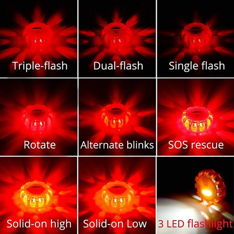 Luz de advertencia LED con batería integrada, 9 modos de seguridad, lámpara intermitente de emergencia, luz estroboscópica portátil, 1/2/3/4/6/8/10/12 Uds.