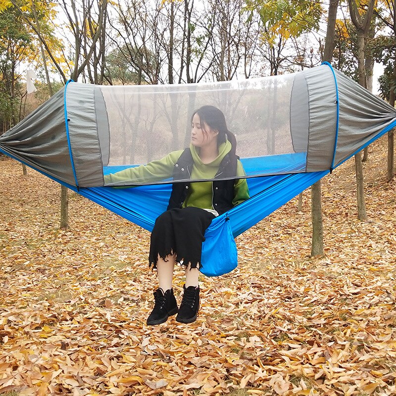 Camping/garden Hammock with Mosquito Net Outdoor Furniture 1-2 Person Portable Hanging Bed Strength Parachute Fabric Hanging Bed