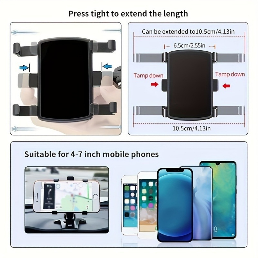 Car Mobile Phone Holder 360° Rotation Dash Board Easy Clip Mount Stand Universal GPS Navigation Bracket Portable Car Phone Stand