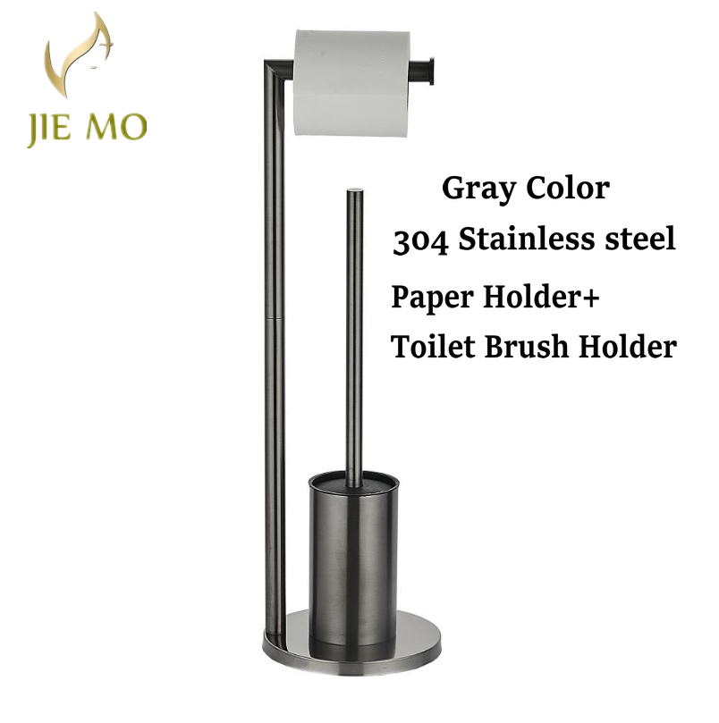 Porta scopino da pavimento al soffitto con porta carta igienica Porta asciugamani di carta da terra in acciaio inox