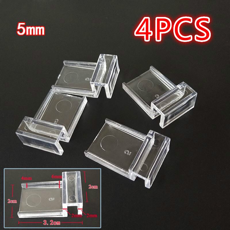 5/6/8/10/12Mm Acryl Clips Glas Deksel Aquarium Ondersteuning Houders Beugel aquarium Accessoires: 5mm 4pcs
