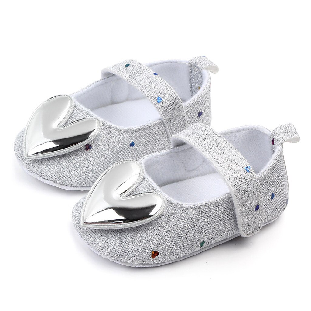 TELOTUNY Kid Baby First Walker Shoes Infant Shoes Girls Princess Casual Soft-Soled Heart-Shaped Baby Walking Non-slip Shoes 1105: GY / 13