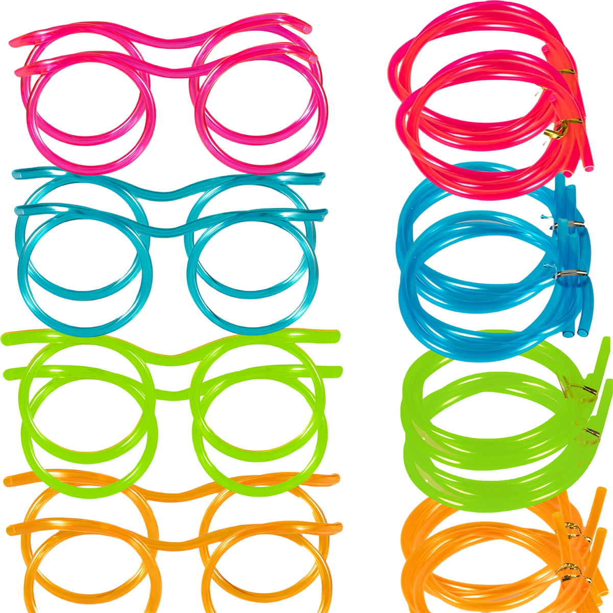 2-8PCS Straw Glasses, Reusable Fun Loop Drinking Straw Eye Glasses, Novelty Eyeglasses Straw for Party Annual Meeting Parties