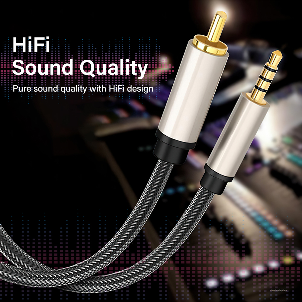 RCA Coaxiaal Naar 3.5mm TRRS Kabel Voor Telefoon Laptop TV Auto S/PDIF Adapter Converter 3.5mm Jack Phono Plug 0.5/1/2/3/5 Meter Lang