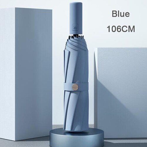 Xiaomi Zuodu Full-Automatic Sunny And Rainy Umbrella Folding Men's and Women's Forest System Is Retro Fashionable And Simple: Blue 106CM