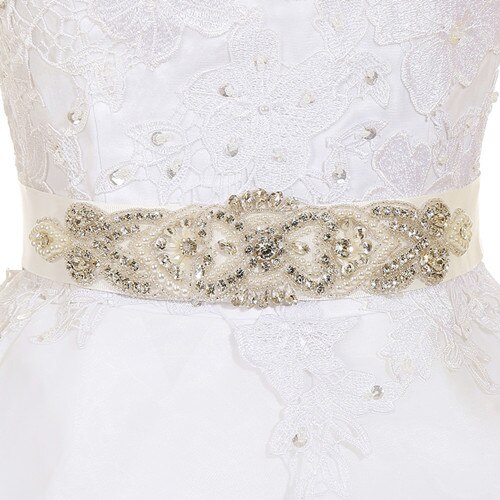 Cinturon De Da Sposa Fatti A Mano di Perline Cristalli Cintura con Pietre Da Sposa Accessori Abito Da Sposa Strass Da Sposa fascia Bruids Riem: Beige