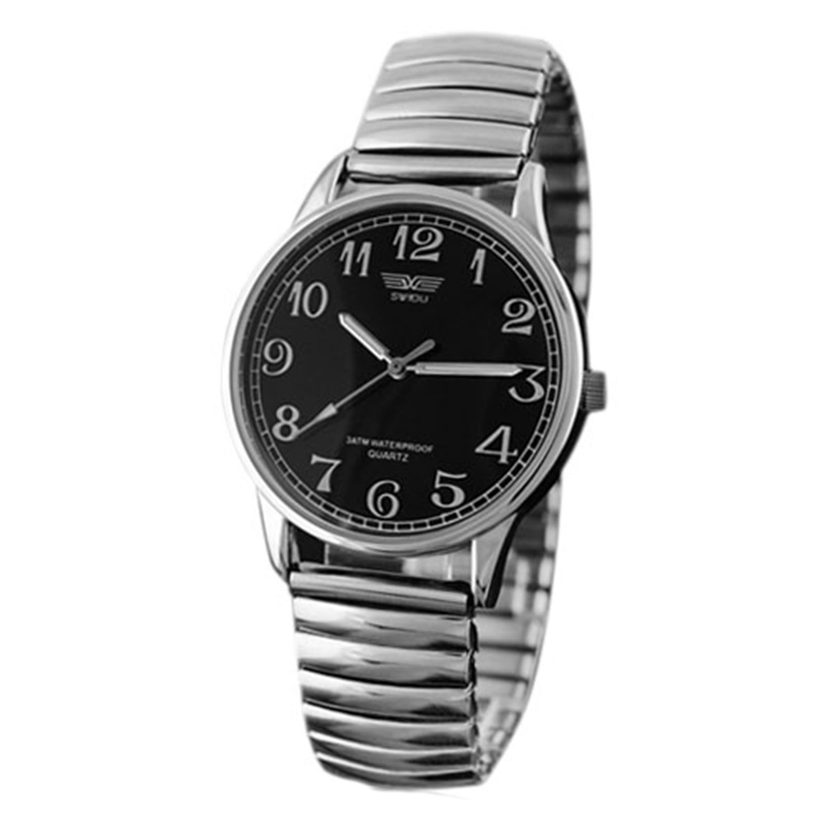 Reloj de pulsera analógico de cuarzo para hombre o mujer, cronógrafo de aleación elástica, de , 1 ud.: 1pc Black Men