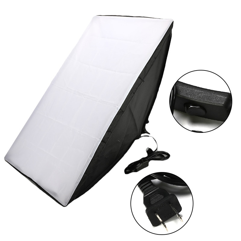Pro fotostudie udstyr softbox kit 50 x 70cm softbox fotoboks + fire-låget lampeholder med 4 stk 45w pærer til fotografering