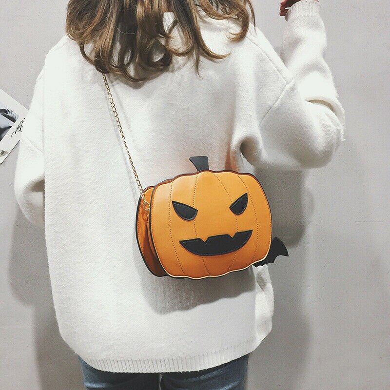 Divertido bolso de mano para chica con forma de calabaza de Halloween, bandolera mensajero con único y bonito, Cartera horizontal informal
