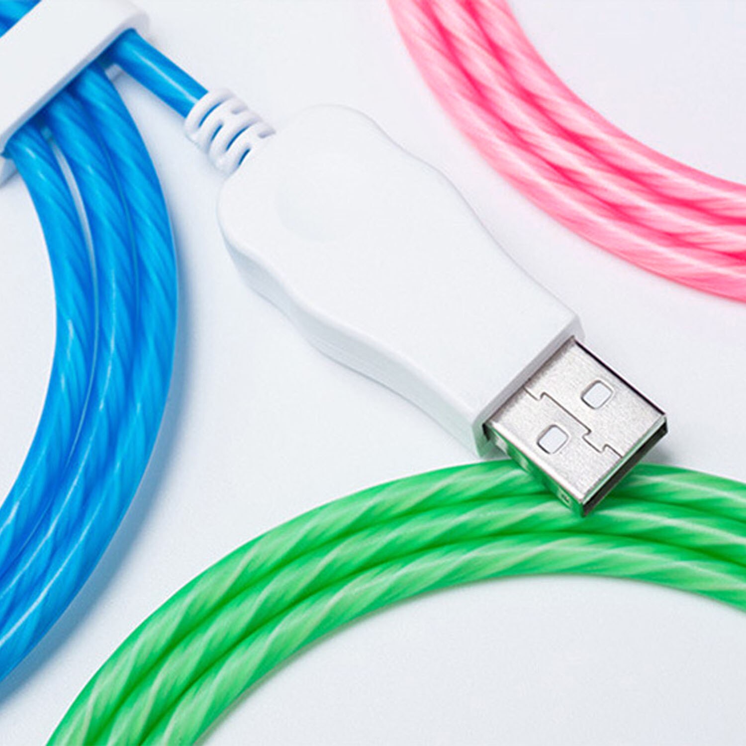 LED Charging Cable Visible Flow USB Charger Cable for HUAWEI Xiaomi Samsung Android Phone Data Cable Green / Red / Green 1m