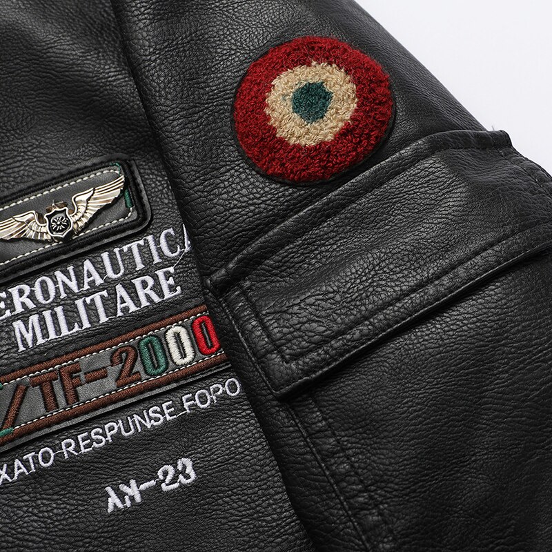 Chaqueta de cuero PU de para hombre, abrigo de estilo coreano bordado para Moto, a la ,