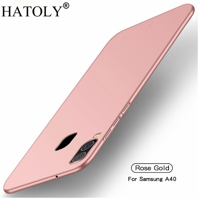 For Smooth Cover Samsung Galaxy A40 Case Ultra-thin Hard PC Protective Back Case For Samsung Galaxy A40 A405F 5.9": Rosegold