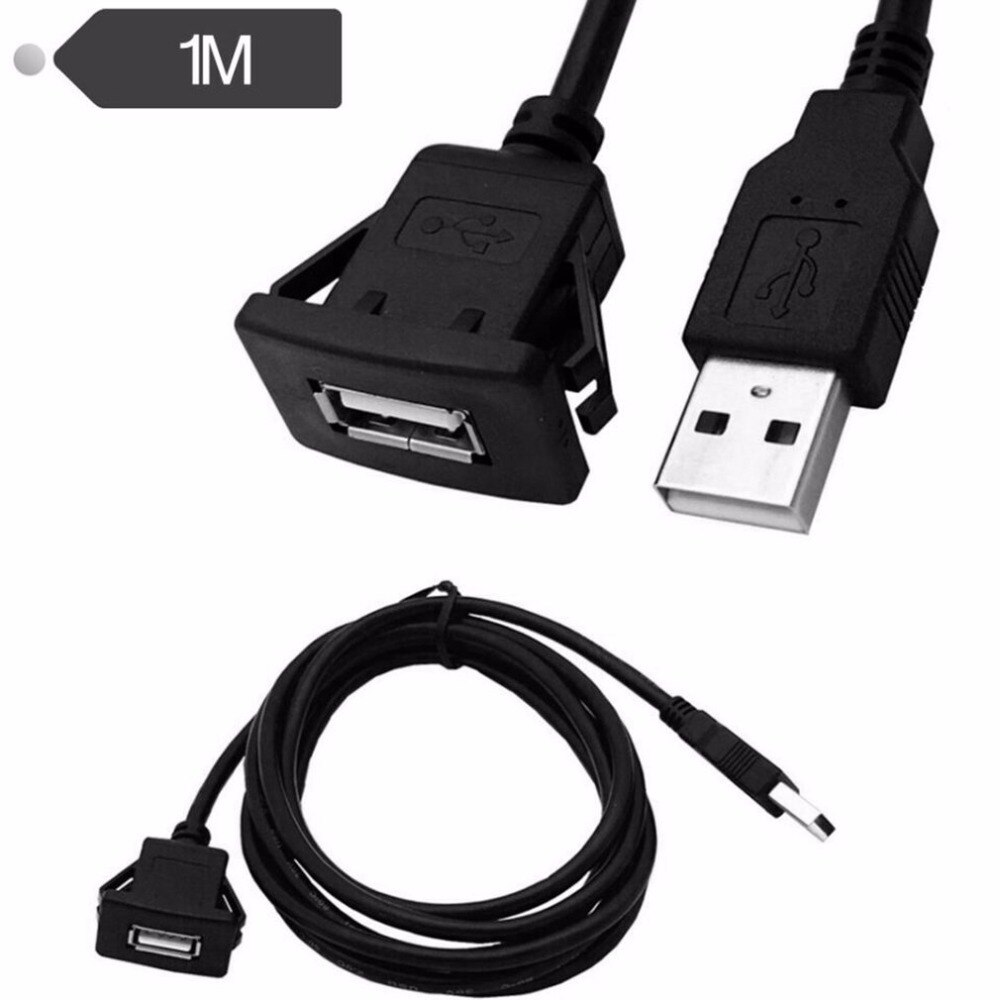 catuo USB2.0 Flush Mount Cable 1M Double/Single USB Port Extension Flush Dashboard Panel Mount Cable for Car Boat Motorcycle