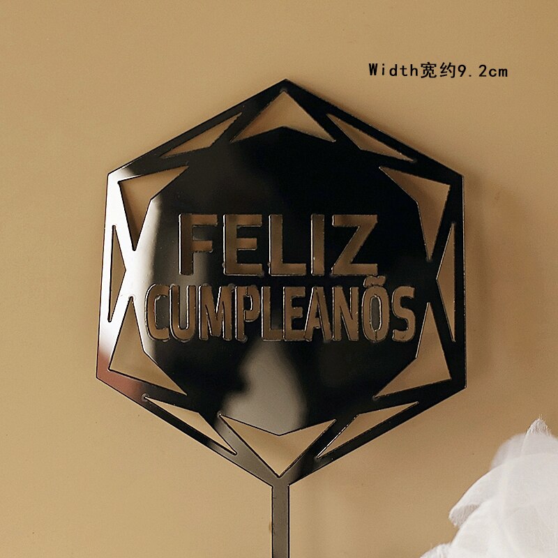 Feliz cumpleaños. español akryl slik farve tillykke med fødselsdagen kage topper på spansk til festdekoration bageartikler: 1pc år 049s