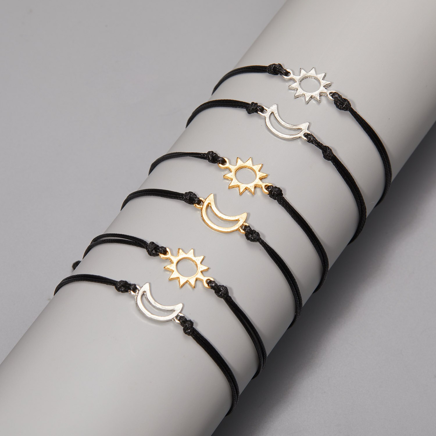 2 Stk/set Paar Zon Maan Armband Voor Lover Vrouwen Charm Handgemaakte Verstelbare Touw Armband Vriendschap Sieraden Mom Prachtige