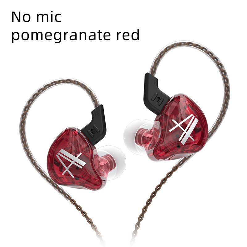 KZ EDX wired Earphones with mic headset gamer micro earpiece sports earbuds active noise cancelling earbuds bass speaker for zs3: CA2 Red no mic
