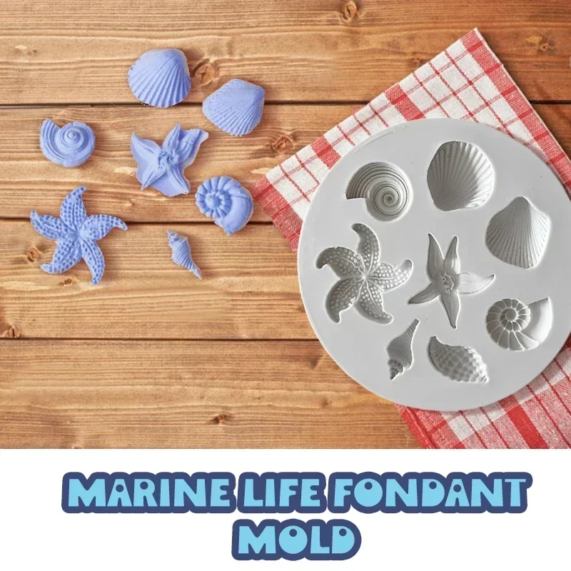 Cake Decorating Tools DIY Sea Creatures Conch Starfish Shell Shape Fondant Cake Candy Silicone Molds DIY Chocolate Mold