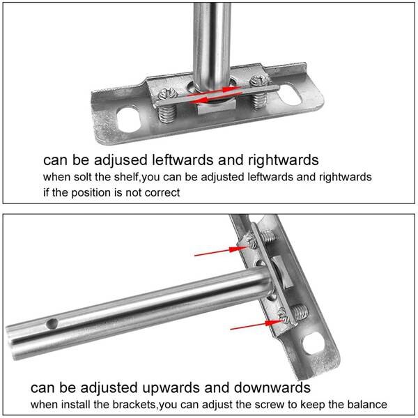 8PCS 4 Inch Stainless Steel Floating Shelf Brackets Low Profile Shelves Concealable Mount Blind Shelf Support Brackets