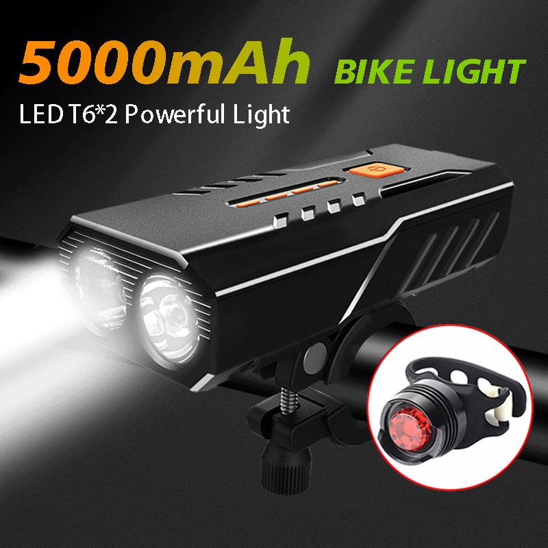 5000 Mah Fietslicht Voor Set Koplamp Lantaarn Voor Fiets Zaklamp Oplaadbare Lamp Running Led Usb Fiets Verlichting Verlichting