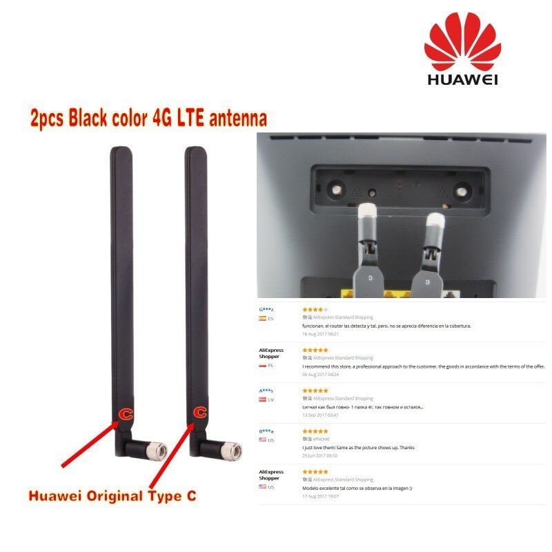 GENUINES originale Nero Huawei 4G LTE per B593 b890 B525 b3000 antenna Esterna Originale di Tipo C (router/ modem non incluso)