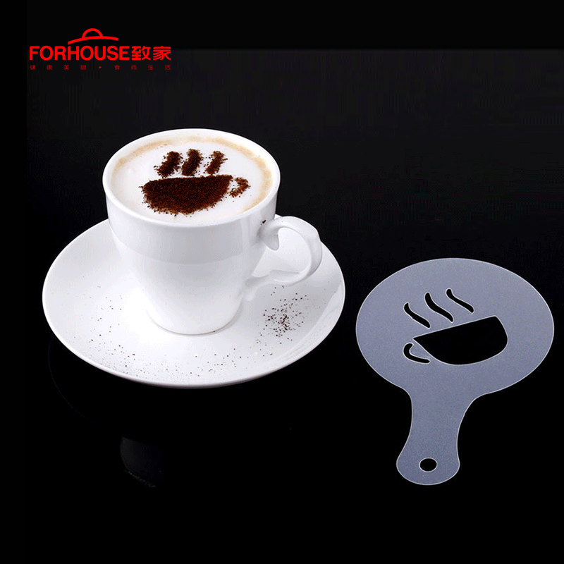 Koffie Shaker Maatregel Lepel 18Pcs Opschuimen Melk Stencils Chocolade Stofdoek Voor Cappuccino Latte Thee Coffe Opschuimen Tool Set