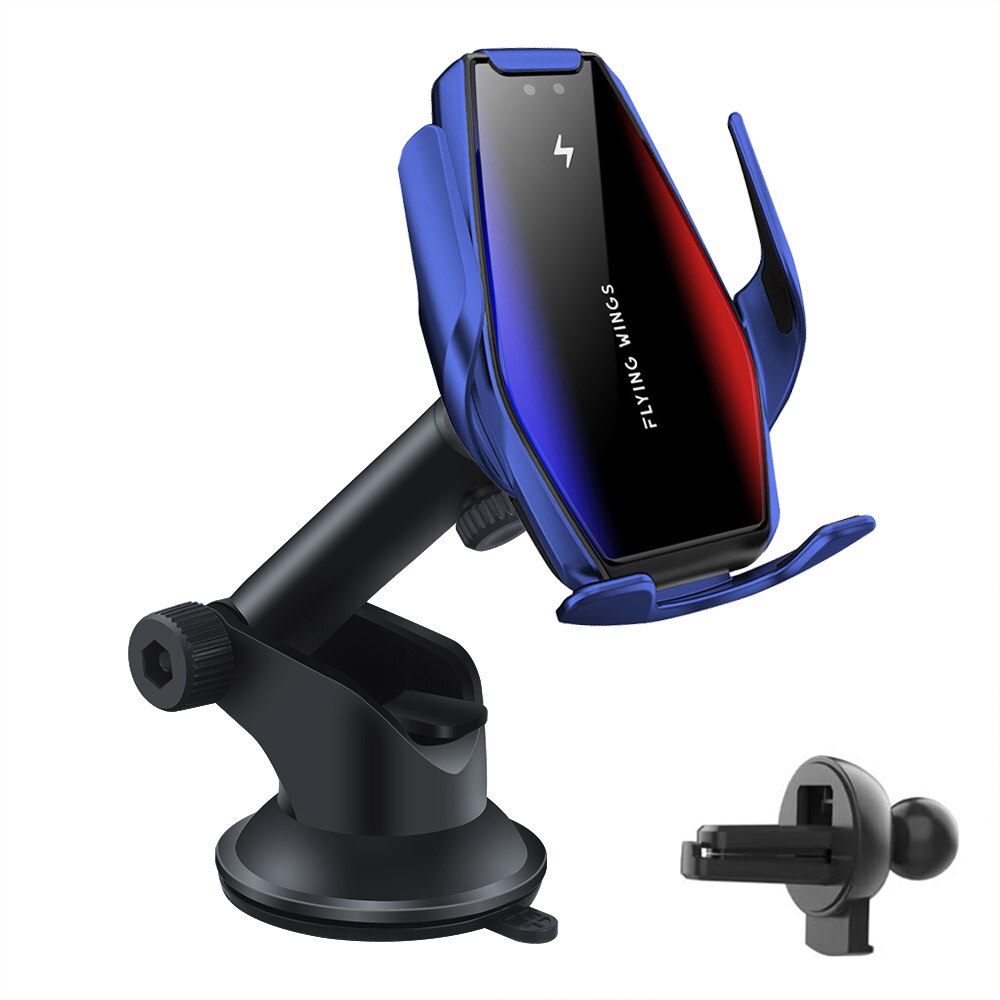 15W chargeur de voiture sans fil capteur infrarouge serrage automatique Qi support de montage de charge rapide pour iPhone 11 XS XR X 8 Samsung S20 S10 S9: Type1 Blue