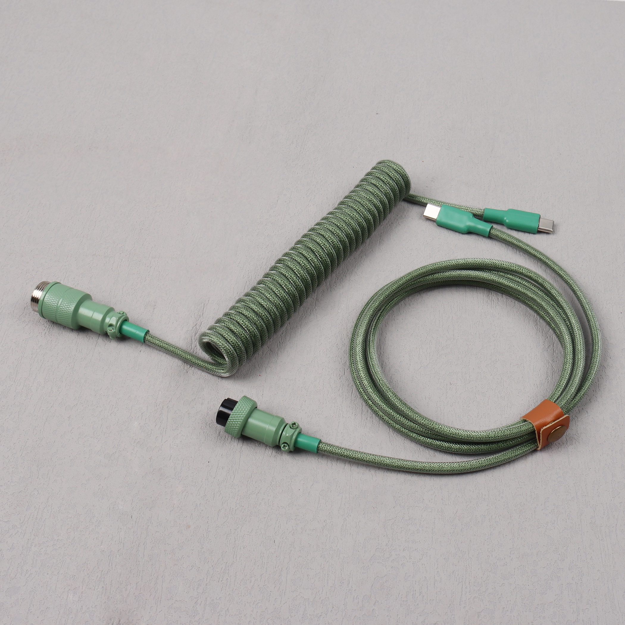 Cable en espiral estilo C a C, teclado mecánico tipo C, Cable de datos Usb C, conector de aviación para ordenador de escritorio de aviador GX16: Gris