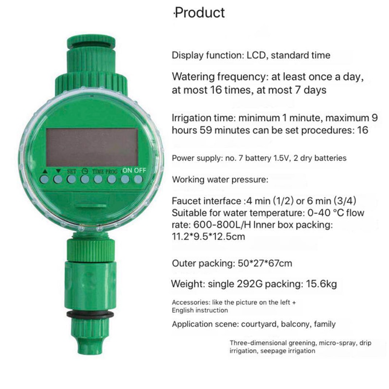 Contrôleur d'irrigation intelligent automatique tuyau robinet minuterie extérieure étanche automatique sur écran LCD minuterie d'arrosage