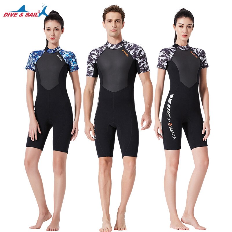 Premium CR Neoprene Wetsuit, Women and Mens Scuba Diving Thermal Wetsuit in 1.5mm Shorties Spring Jumpsuits Wet Suit back zip