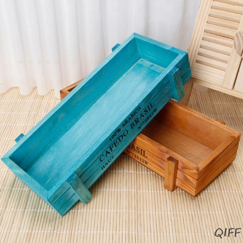 Vintage Houten Tuin Bloem Planter Succulent Pot Rechthoek Trog Doos Plant Bed