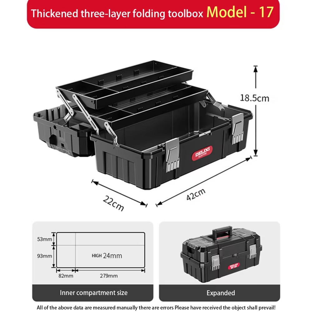 Multifunctionele waterdichte gereedschapskist Plastic harde koffer Hardware Toolbox Draagbare gereedschapsorganizer Verdikte gereedschapsopbergdoos: Zilver