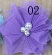 10 stks/partij 2.5 ''Mini Tulle Mesh Bloemen Met Strass Pearl Center Poof Bloemen Hoofdband Haar Accessoires: 02 lavender