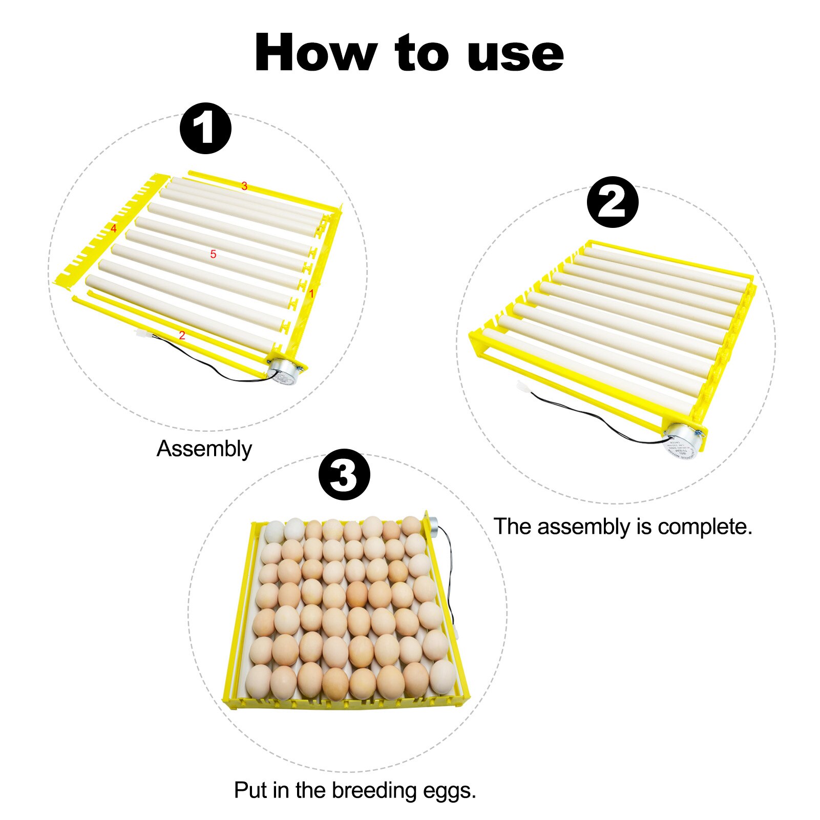 Bandeja giratoria para incubadora de huevos, equipo de incubación de aves de corral, pollos, patos y otras incubadoras de aves de corral, gira automáticamente los huevos, 56 Uds.