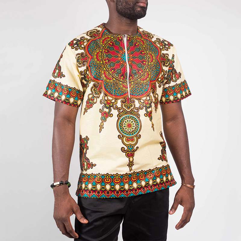 Incerun afrikansk dashiki skjorta herr kortärmad etnisk stil tryckt sommar dragkedja casual toppar traditionella skjortor kläder