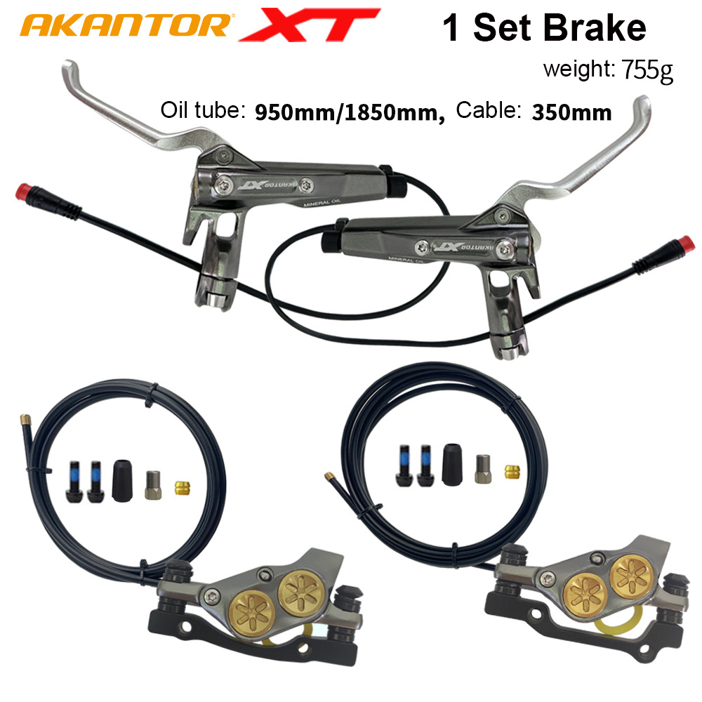 Akantor freio a disco hidráulico de bicicleta elétrica de 4 pistões com sensor desligado 2 pinos e-bike scooter elétrico pressão de óleo