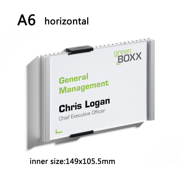 DEZHI-Aluminium Alloy Office Indoor Horizontal/Vertical Wall Mount Sign Holder Display INFO Poster Door Sign Bulletin Board: A6 149x105mm