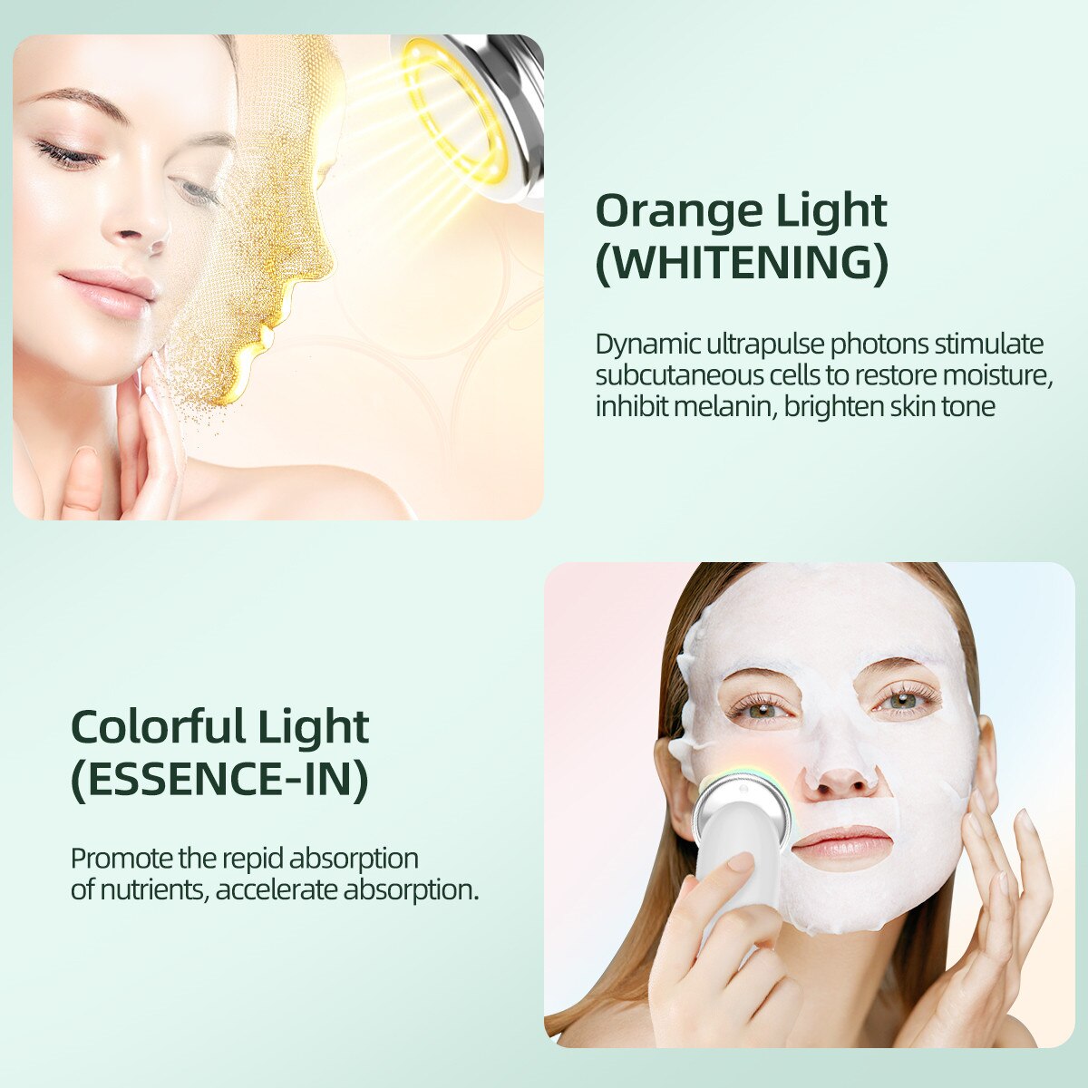 CkeyiN EMS RF LED Photon Therapy Face Lifting Machine + Led Facial Neck Massager Heating Anti Wrinkle Removal Skin Tightening