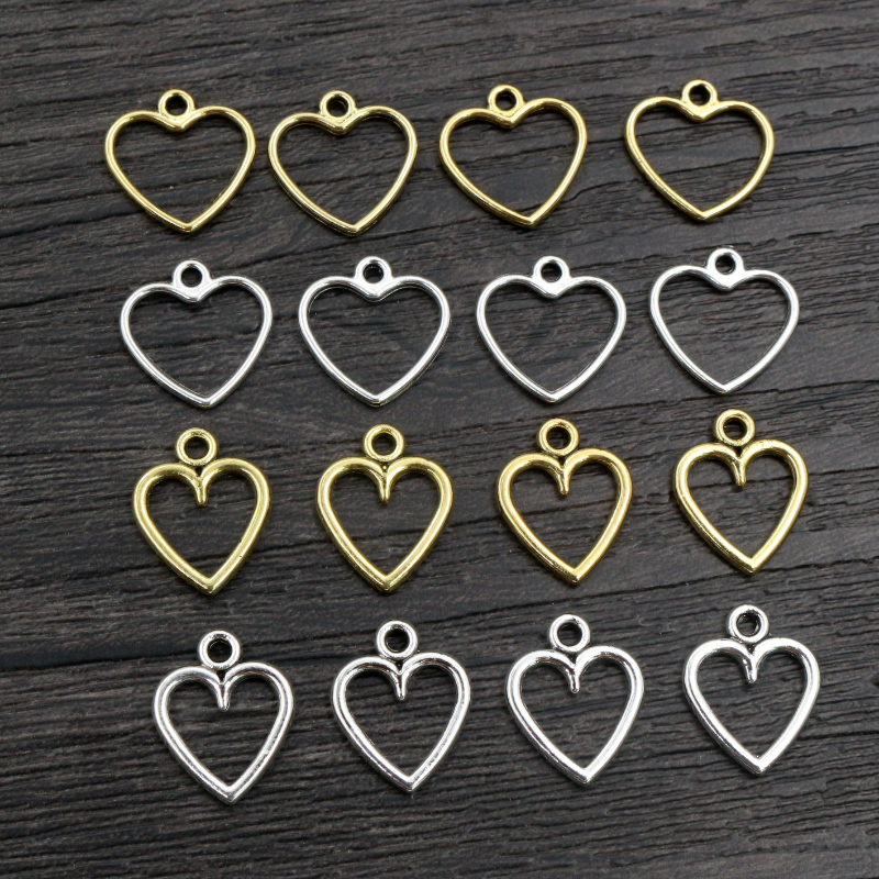 100 piezas imagen Color corazones huecos geometría colgante de aleación de Metal bricolaje collar pulsera pendientes