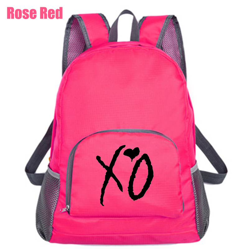 Moda carino zaino stampato borsa da studente pieghevole all&#39;aperto zaino leggero a spalla borse Casual da viaggio impermeabili Unisex: rose red