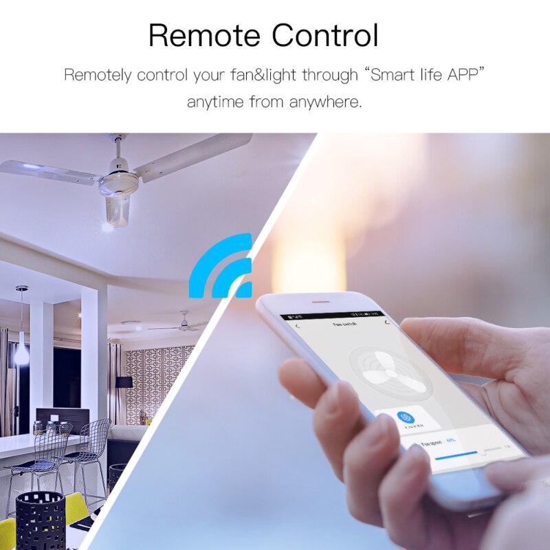 WiFi + RF433 Smart Ceiling Fan Switch Tuya/Smart Life App control 2/3 Way Wireless Remote Control Work with Alexa Google Home