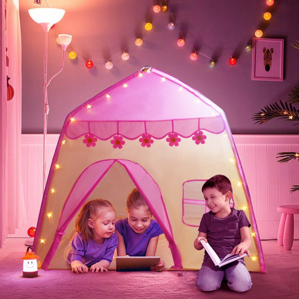 Kids Play Tent Roze Blauw Kinderen Speelhuis Kinderen Tente Enfant Draagbare Baby Speelhuis Tipi Kids Bloemen Kleine Baby kasteel