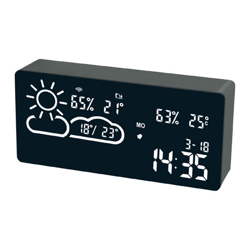 WIFI LED Digital Alarm Clock Radio With Temperature And Humidity Sensor Clock APP Control WIFI World Time Weather Forecast Clock