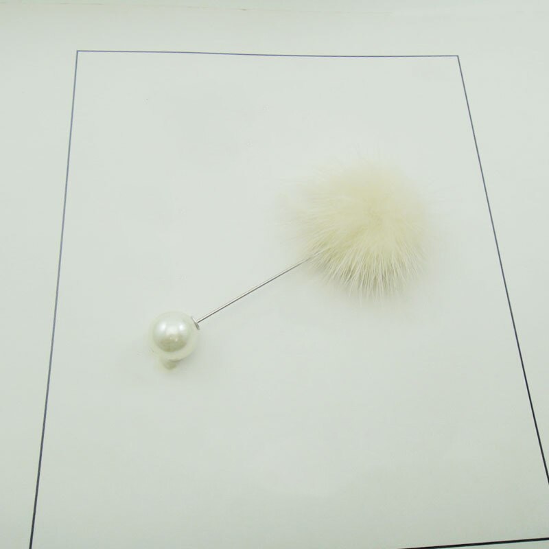 Neue Nette Charme Simulierte Perle Brosche Stifte Für Frauen Koreanischen ist hingefallen Bommel Ball durchbohren Revers Broschen Kragen Schmuck: B6-Beige