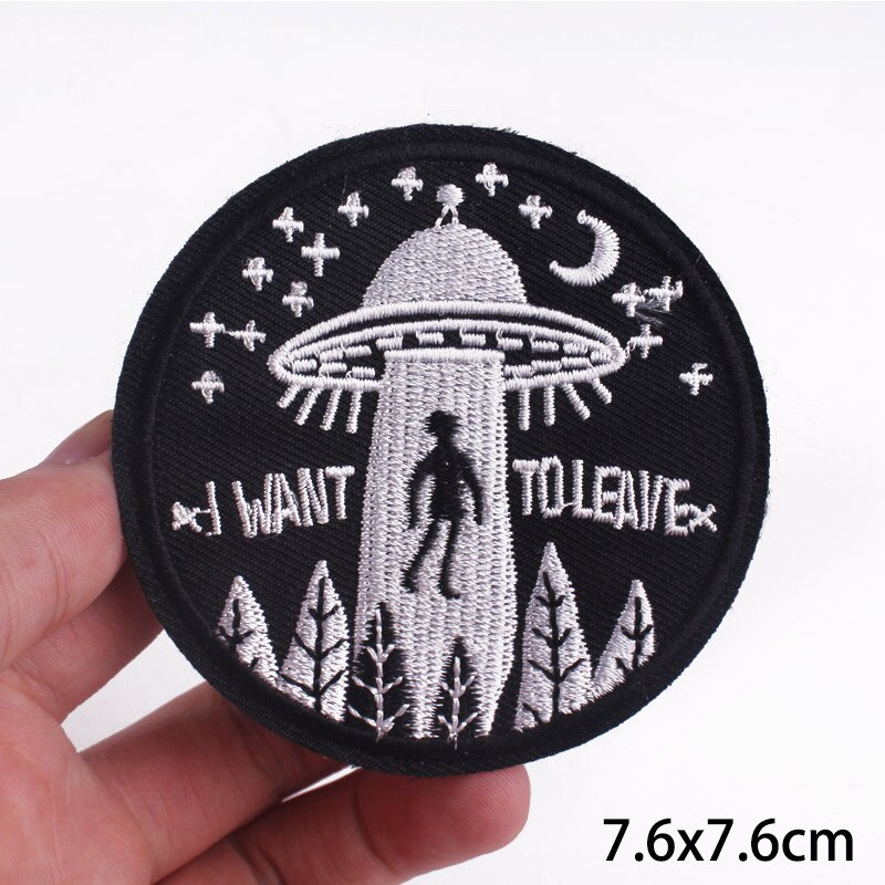 Prajña Ruimte Patches Ijzer Op Astronauten Aliens Ufo Patch Mode Geborduurde Patch Voor Kleding Stickers Applique Decor Diy Patch