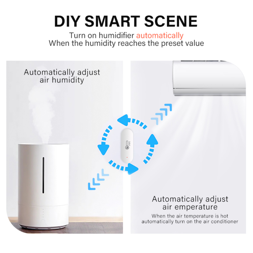 Sensor de temperatura y humedad para interiores, higrómetro, termómetro, funciona con Alexa, Google Smart Life, Tuya, WiFi o Zigbee