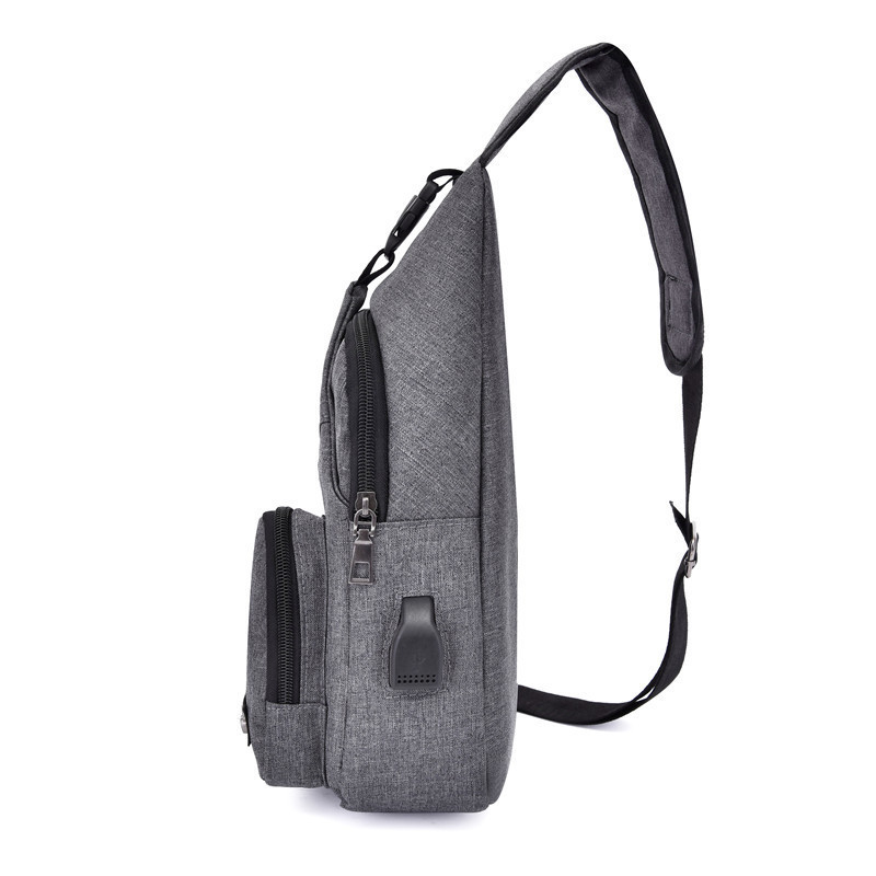 ASSEZSAC trou de chargement USB hommes femmes casual toile sac de poitrine unisexe sac à bandoulière sac Messenger sac Corssbody