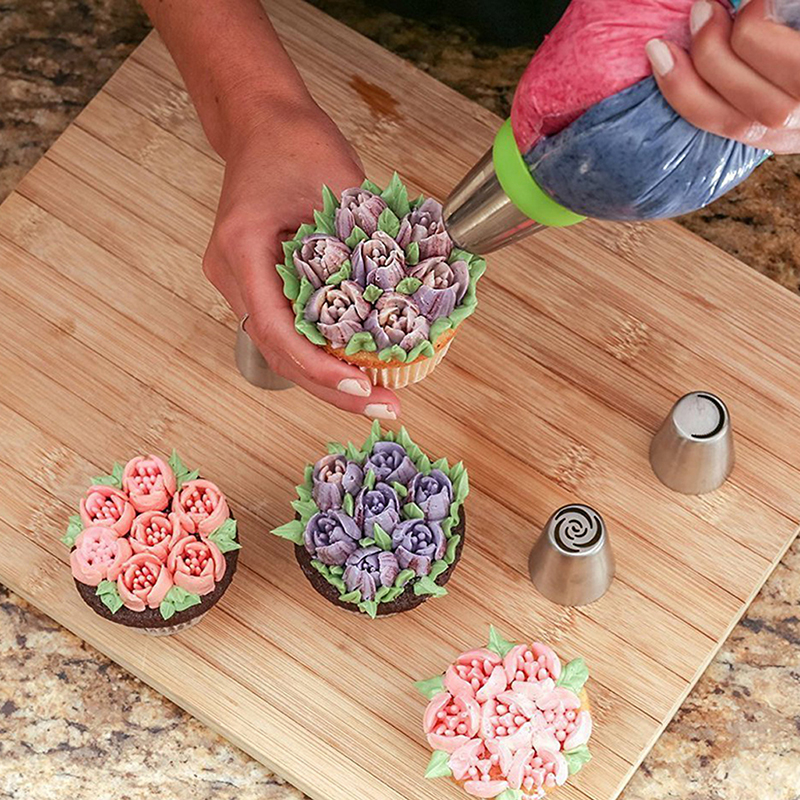 MEEOW 3 stks/set Bakvormen Set Nozzle Cupcake Decor Leuke Rusland Nozzles Piping Tips Tulp Decorating Kleurrijke Bloemen