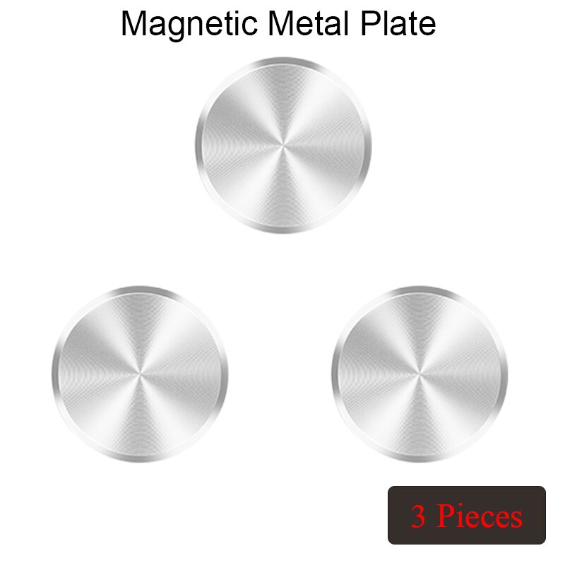 Placa de Metal adhesiva para coche, soporte magnético para teléfono móvil, 1, 2 o 3 unidades: 3 Pieces Silver