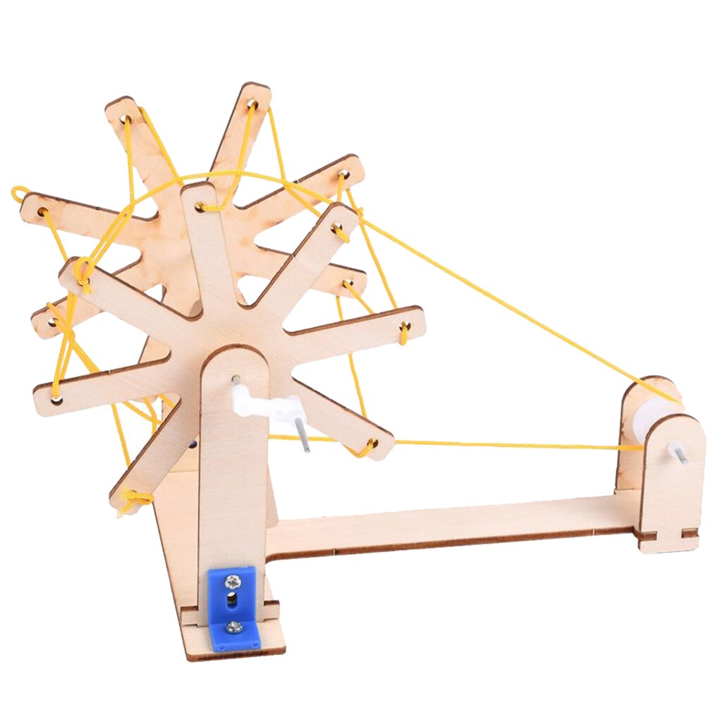 Wooden DIY Coloring Hand-Cranked Spinning Wheel Model Spinning Wheel Toys
