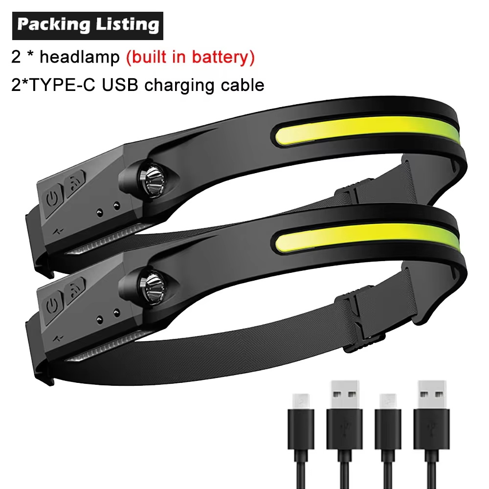 LED Induktion Scheinwerfer Kolben Sensor Scheinwerfer USB Ladung Kopf Taschenlampe Eingebaute Batterie Taschenlampe Camping Licht: RGB